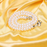 Natural Round Pearl Necklace with 925 Silver Accents