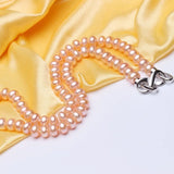 Natural Round Pearl Necklace with 925 Silver Accents