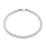 Natural Round Pearl Necklace with 925 Silver Accents