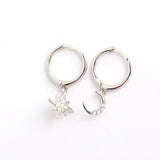 925 Silver Crystal Moon Star Hoop Earrings for Women