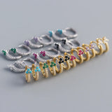 925 Silver Pave Crystals Diamond Zircon Hoop Earrings
