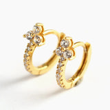 925 Silver Pave Crystals Diamond Zircon Hoop Earrings