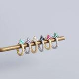 925 Silver Pave Crystals Diamond Zircon Hoop Earrings