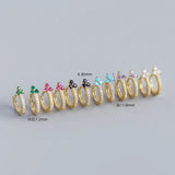 925 Silver Pave Crystals Diamond Zircon Hoop Earrings