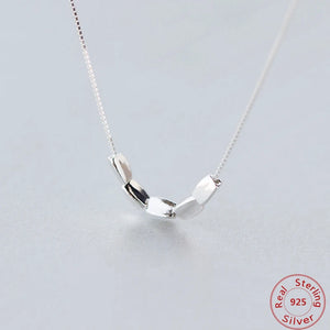 925 Silver Beans Charm Necklace Short Simplism Sterling-Silver-Jewelry