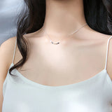 925 Silver Beans Charm Necklace Short Simplism Sterling-Silver-Jewelry