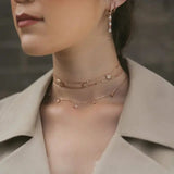 925 Silver Cz Delicate Layer Choker Necklace Bridal Gift