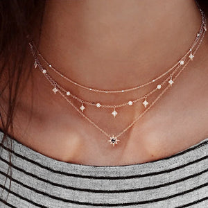 925 Silver Cz Delicate Layer Choker Necklace Bridal Gift