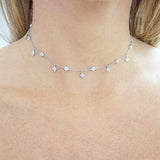 925 Silver Cz Delicate Layer Choker Necklace Bridal Gift