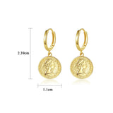925 Silver Queen Elizabeth Coin Dangle Earrings Vintage Plated Jewelry
