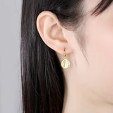 925 Silver Queen Elizabeth Coin Dangle Earrings Vintage Plated Jewelry