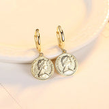 925 Silver Queen Elizabeth Coin Dangle Earrings Vintage Plated Jewelry