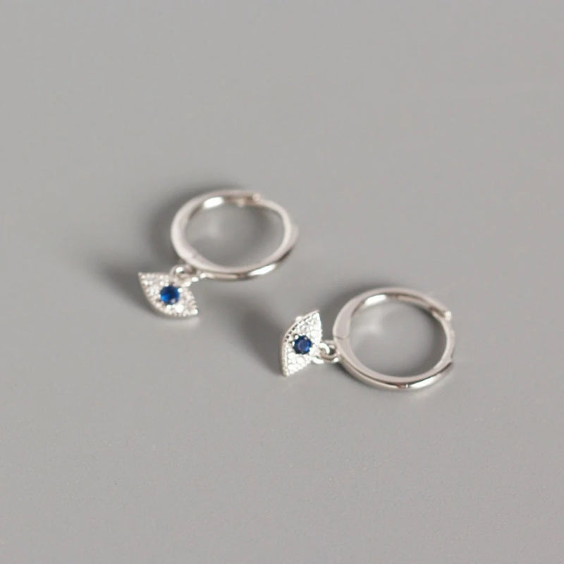 925 Silver Eye Charm Drop Earrings Evil Eye Huggie S925