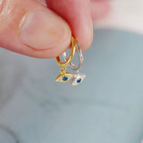 925 Silver Eye Charm Drop Earrings Evil Eye Huggie S925