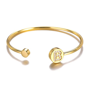 Dainty Initial Letter Bangles Wedding Jewelry Couple Bracelet