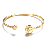 Dainty Initial Letter Bangles Wedding Jewelry Couple Bracelet