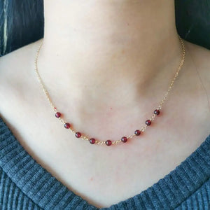 AAAA Garnet Boho Necklace 14K Filled Choker Collier Femmes