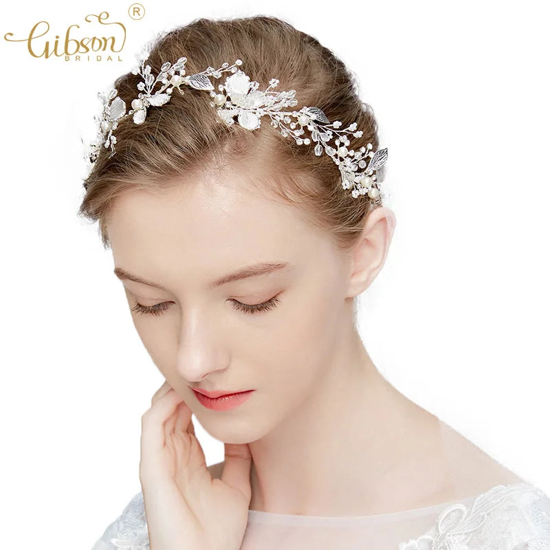 Beaded Hand Wired Wedding Wreath Headband Tiara