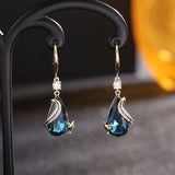 Crystal Fox Dangle Earrings Zircon Drop Earring Sterling Silver Wedding