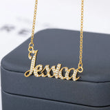 Dainty Crystal Zircon Name Necklaces for Women Personalized Nameplate Jewelry