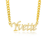 Dainty Crystal Zircon Name Necklaces for Women Personalized Nameplate Jewelry