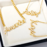 Dainty Crystal Zircon Name Necklaces for Women Personalized Nameplate Jewelry