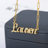 Dainty Crystal Zircon Name Necklaces for Women Personalized Nameplate Jewelry