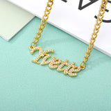 Dainty Crystal Zircon Name Necklaces for Women Personalized Nameplate Jewelry