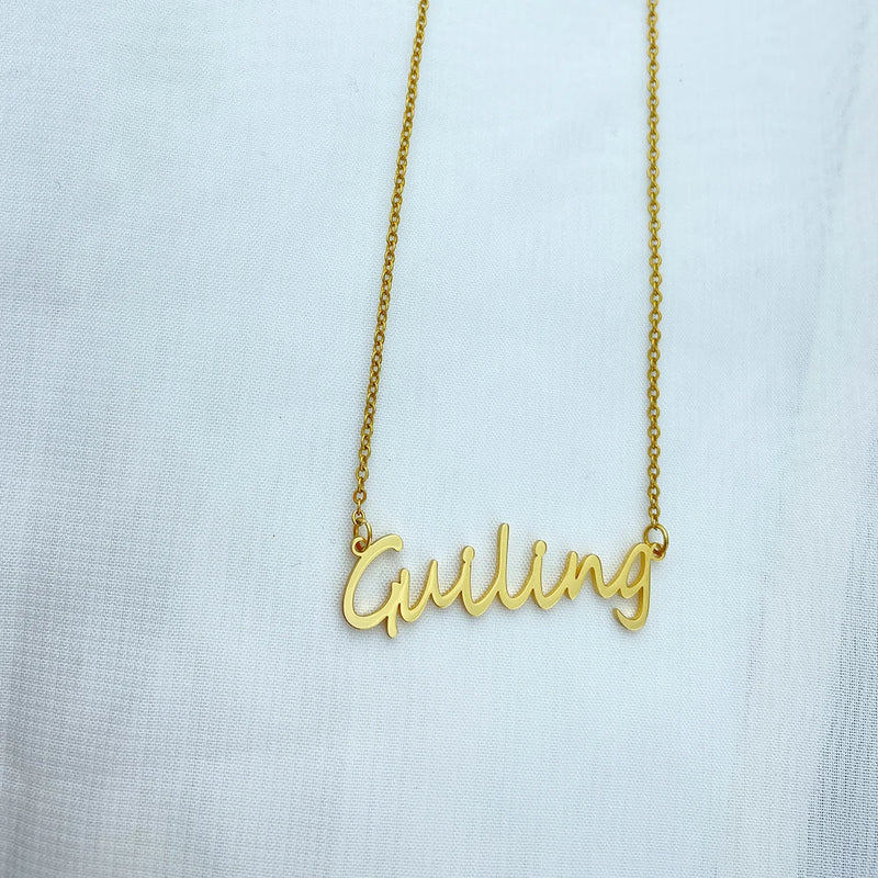 Custom First Name Golden Necklace Stainless Steel Nameplate Pendant