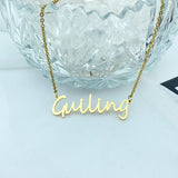 Custom First Name Golden Necklace Stainless Steel Nameplate Pendant