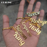 Dainty Name Keychain Stainless Steel Personalized Key Chain Golden Pendant