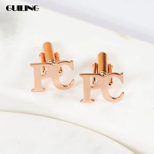 Personalized Initials Nameplate Cufflinks Stainless Steel