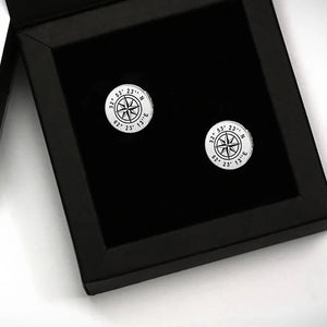 Personalized Round Cufflinks for Men Dad Gift Stainless Steel Set