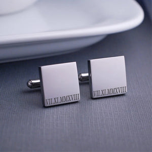 Custom Engraved Logo Square Cufflinks Stainless Steel Nameplate Marking