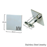 Custom Engraved Logo Square Cufflinks Stainless Steel Nameplate Marking