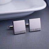 Custom Engraved Logo Square Cufflinks Stainless Steel Nameplate Marking