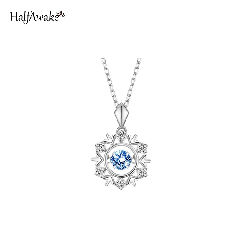 Sparkling Snowflake S925 Silver Necklace with Zircon Pendant