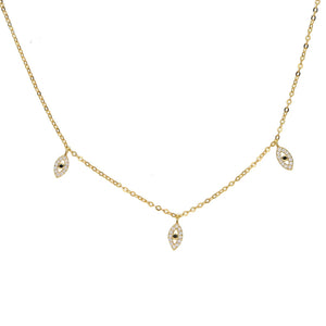 Tiny Evil Eye CZ Necklace 925 Silver for Women