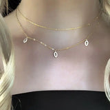 Tiny Evil Eye CZ Necklace 925 Silver for Women