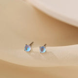 925 Silver Mermaid Crystal Stud Earrings Moonstone Aretes