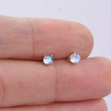 925 Silver Mermaid Crystal Stud Earrings Moonstone Aretes