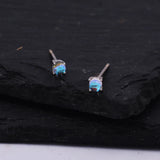 925 Silver Mermaid Crystal Stud Earrings Moonstone Aretes