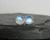 925 Silver Mermaid Crystal Stud Earrings Moonstone Aretes