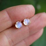 925 Silver Mermaid Crystal Stud Earrings Moonstone Aretes