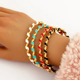 Rainbow Twist Cuff Bangle, Colourful Enamel 18K Bracelet