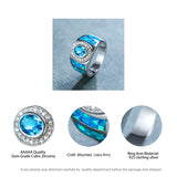 Vintage Opal Silver Wedding Rings For Women Oval Big Engagement Ring