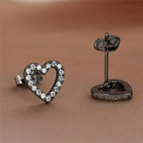 Crystal Heart Earrings Rose Silver Stud Wedding