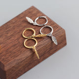 925 Silver Leaves Feather Drops Hoop Earrings for Women Birthday Gift