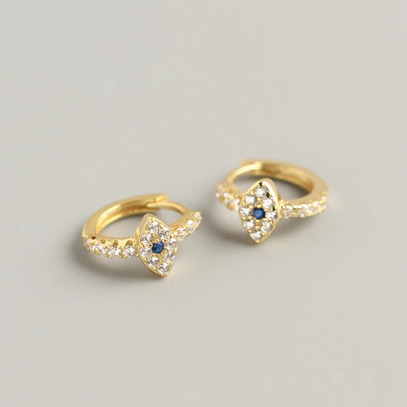 925 Silver Evil Eye Small Hoops Earrings Women Girl Gift