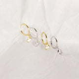 925 Silver Small Huggie Hoop Earrings Crystals CZ Stone Drop Charms